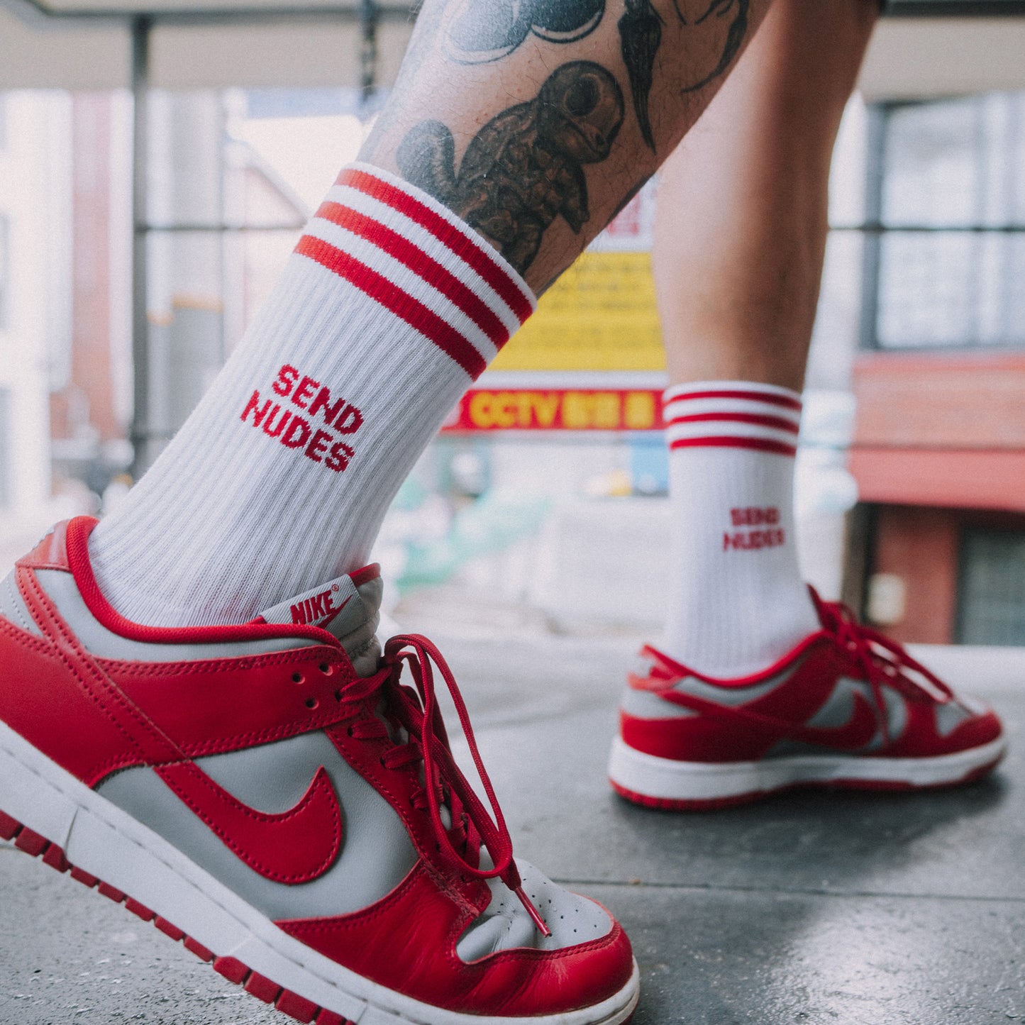 SEND NUDES RED - WHITE SOCKS