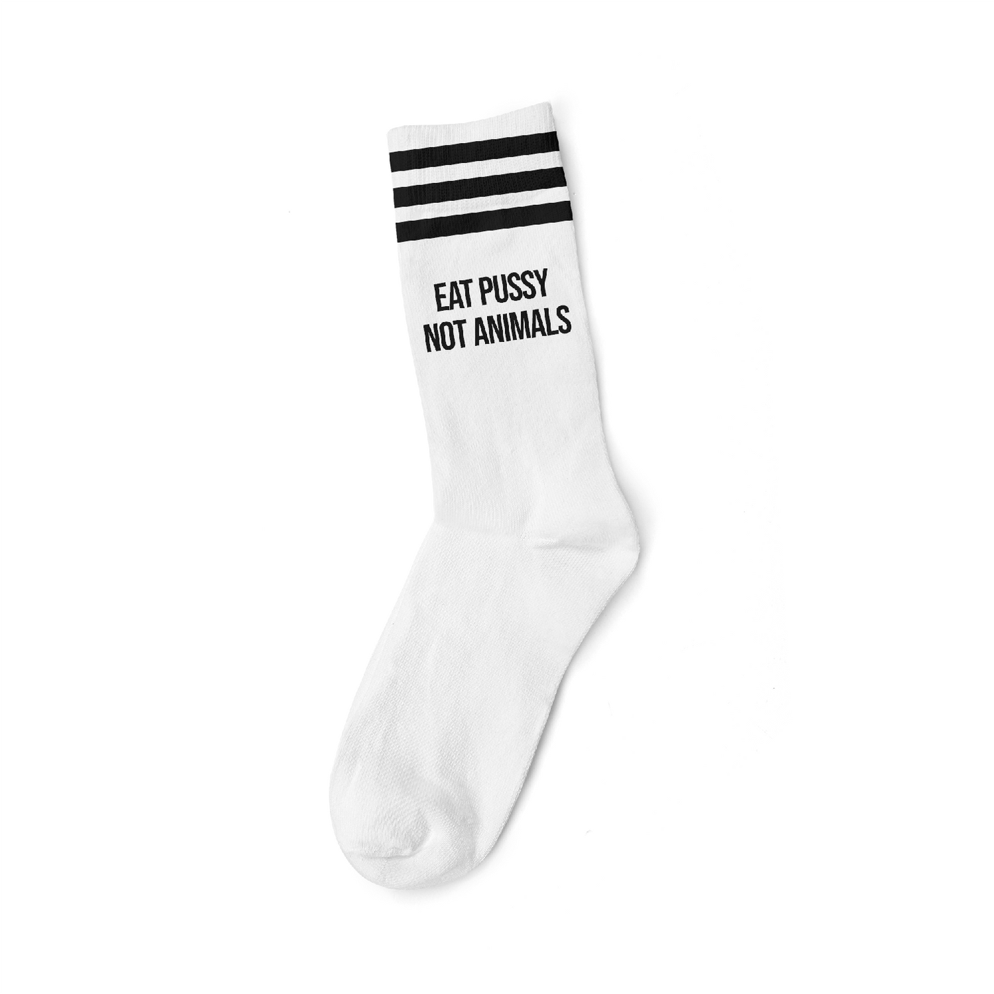 EAT PUSSY NOT ANIMALS BLACK - WHITE SOCKS