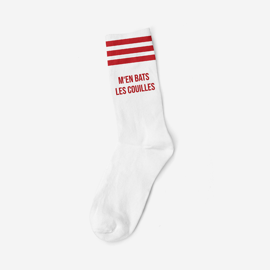 M'EN BATS LES COUILLES RED - WHITE SOCKS