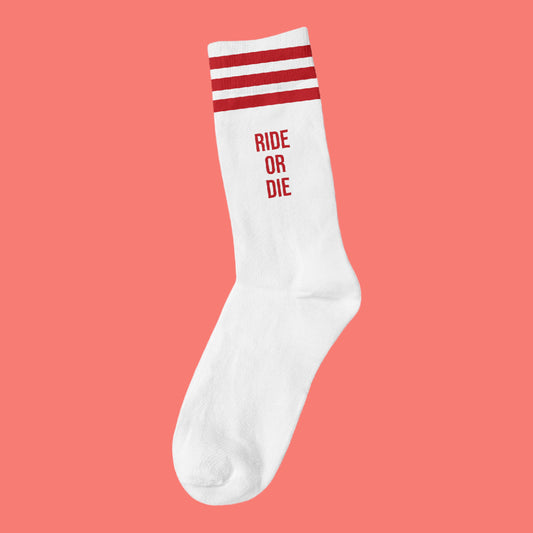 RIDE OR DIE RED - WHITE SOCKS