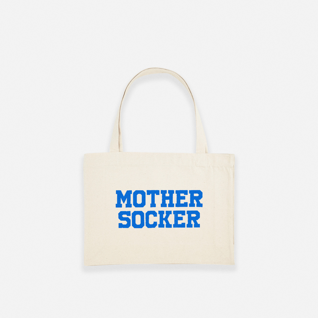 SHOPPING BAG MOTHER SOCKER / SEND MEMES BLUE - NATURAL