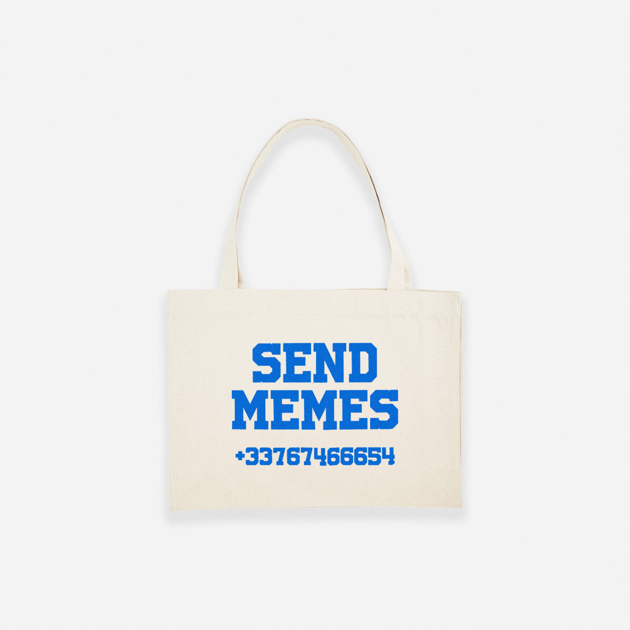 SHOPPING BAG MOTHER SOCKER / SEND MEMES BLUE - NATURAL