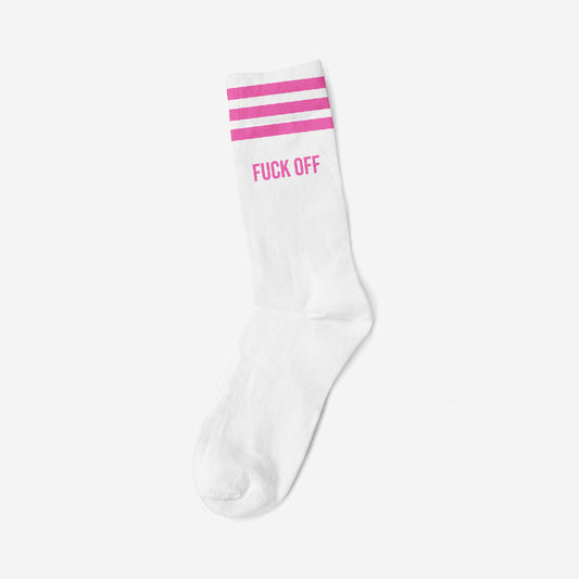 FUCK OFF PINK - WHITE SOCKS