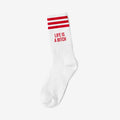 LIFE IS A BITCH RED - WHITE SOCKS