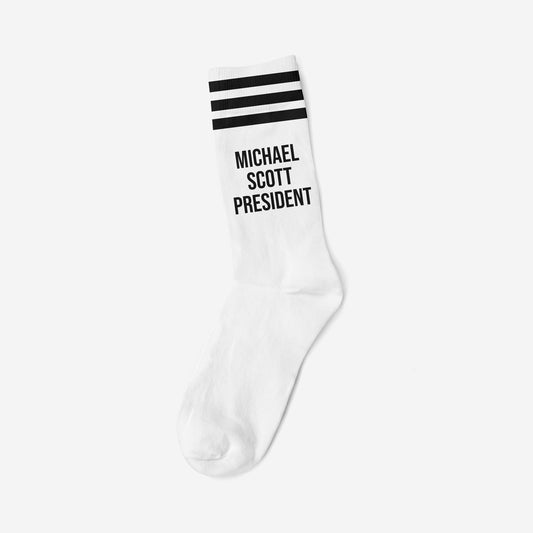 MICHAEL SCOTT PRESIDENT BLACK - WHITE SOCKS